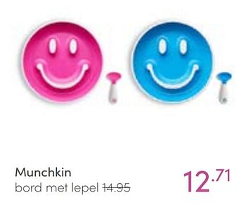 Aanbiedingen Munchkin 8 bord met lepel - Munchkin - Geldig van 16/01/2022 tot 22/01/2022 bij Baby & Tiener Megastore