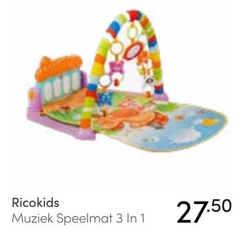 Aanbiedingen Ricokids muziek speelmat 3 in 1 - Ricokids - Geldig van 16/01/2022 tot 22/01/2022 bij Baby & Tiener Megastore