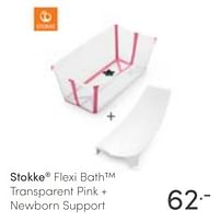 Aanbiedingen Stokke flexi bath transparent pink + newborn support - Stokke - Geldig van 16/01/2022 tot 22/01/2022 bij Baby & Tiener Megastore