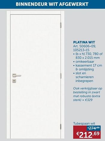 Aanbiedingen Platina wit tubespaan wit - Thys - Geldig van 25/01/2022 tot 28/02/2022 bij Zelfbouwmarkt