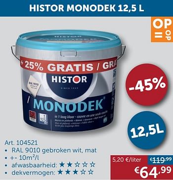 Aanbiedingen Histor monodek - Histor - Geldig van 25/01/2022 tot 28/02/2022 bij Zelfbouwmarkt