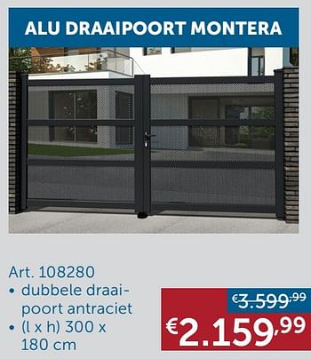 Aanbiedingen Alu draaipoort montera - Huismerk - Zelfbouwmarkt - Geldig van 25/01/2022 tot 28/02/2022 bij Zelfbouwmarkt