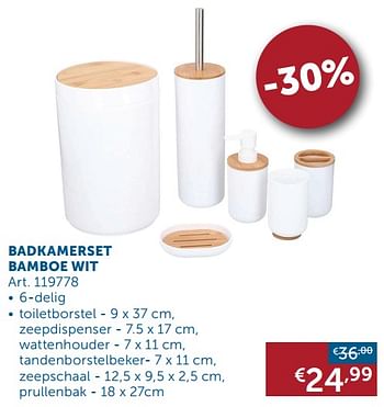Aanbiedingen Badkamerset bamboe wit - Huismerk - Zelfbouwmarkt - Geldig van 25/01/2022 tot 28/02/2022 bij Zelfbouwmarkt