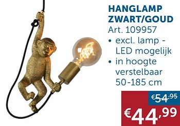 Aanbiedingen Hanglamp zwart-goud - Huismerk - Zelfbouwmarkt - Geldig van 25/01/2022 tot 28/02/2022 bij Zelfbouwmarkt