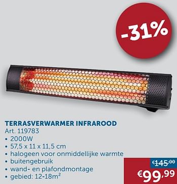 Aanbiedingen Terrasverwarmer infrarood - Huismerk - Zelfbouwmarkt - Geldig van 25/01/2022 tot 28/02/2022 bij Zelfbouwmarkt
