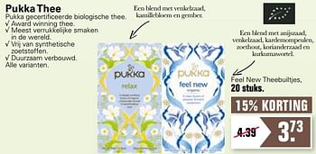 Aanbiedingen Feel new theebuiltjes - Pukka - Geldig van 12/01/2022 tot 29/01/2022 bij De Online Drogist