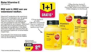 Aanbiedingen Roter vitamine c 400 kauwtabletten - Roter - Geldig van 12/01/2022 tot 29/01/2022 bij De Online Drogist