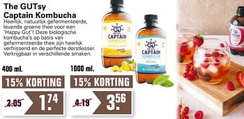 Aanbiedingen The gutsy captain kombucha - Captain Kombucha - Geldig van 12/01/2022 tot 29/01/2022 bij De Online Drogist