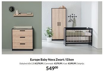 Aanbiedingen Europe baby nova zwart - eiken - Europe baby - Geldig van 18/01/2022 tot 31/01/2022 bij Babypark