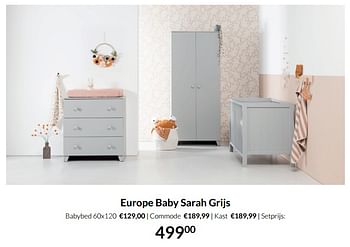 Aanbiedingen Europe baby sarah grijs - Europe baby - Geldig van 18/01/2022 tot 31/01/2022 bij Babypark