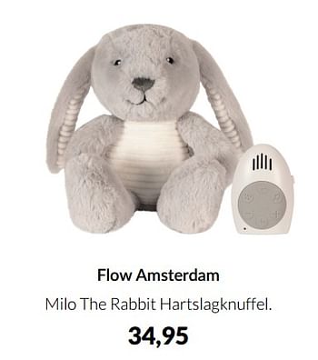 Aanbiedingen Flow amsterdam milo the rabbit hartslagknuffel - Flow Amsterdam - Geldig van 18/01/2022 tot 31/01/2022 bij Babypark