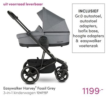 Aanbiedingen Easywalker harvey3 fossil grey 3-in-1 kinderwagen - Easywalker - Geldig van 23/01/2022 tot 29/01/2022 bij Baby & Tiener Megastore
