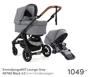 Aanbiedingen Emmaljunga nxt lounge grey nxt60 black 3.0 2-in-1 kinderwagen - Emmaljunga - Geldig van 23/01/2022 tot 29/01/2022 bij Baby & Tiener Megastore