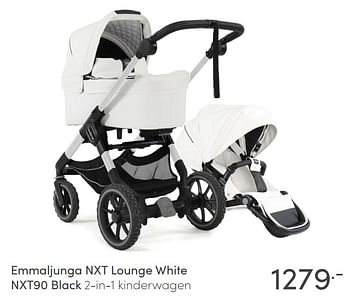 Aanbiedingen Emmaljunga nxt lounge white nxt90 black 2-in-1 kinderwagen - Emmaljunga - Geldig van 23/01/2022 tot 29/01/2022 bij Baby & Tiener Megastore