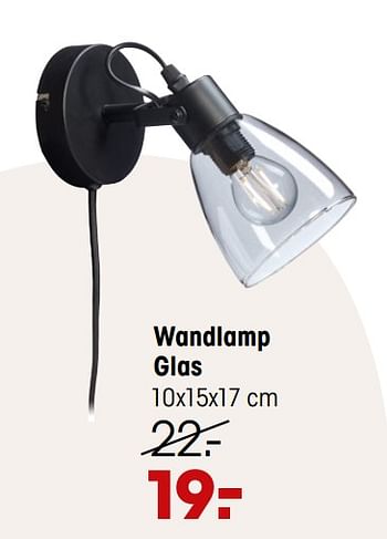 Aanbiedingen Wandlamp glas - Huismerk - Kwantum - Geldig van 24/01/2022 tot 13/02/2022 bij Kwantum