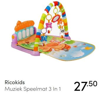 Aanbiedingen Ricokids muziek speelmat 3 in 1 - Ricokids - Geldig van 23/01/2022 tot 29/01/2022 bij Baby & Tiener Megastore