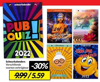 Aanbiedingen Scheurkalenders - Huismerk - Boekenvoordeel - Geldig van 30/01/2022 tot 06/02/2022 bij Boekenvoordeel