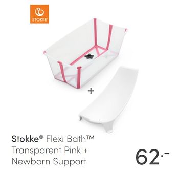 Aanbiedingen Stokke flexi bath transparent pink + newborn support - Stokke - Geldig van 30/01/2022 tot 05/02/2022 bij Baby & Tiener Megastore