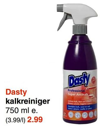 Aanbiedingen Dasty kalkreiniger - Dasty - Geldig van 31/01/2022 tot 13/02/2022 bij Wibra