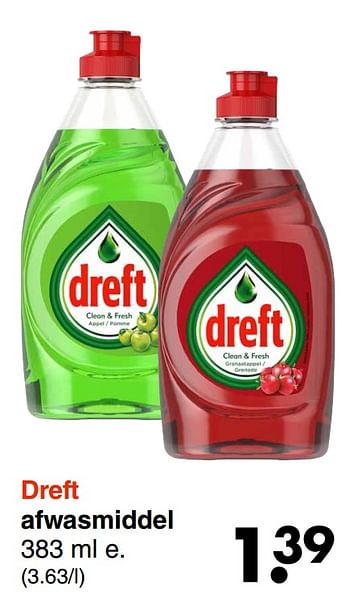 Aanbiedingen Dreft afwasmiddel - Dreft - Geldig van 31/01/2022 tot 13/02/2022 bij Wibra