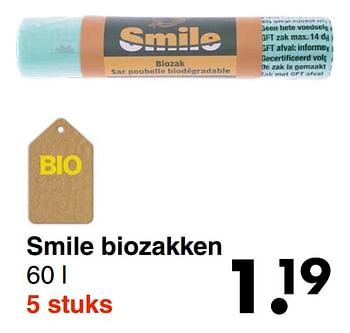Aanbiedingen Smile biozakken - Huismerk - Wibra - Geldig van 31/01/2022 tot 13/02/2022 bij Wibra