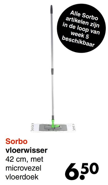 Aanbiedingen Sorbo vloerwisser - Sorbo - Geldig van 31/01/2022 tot 13/02/2022 bij Wibra