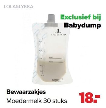 Aanbiedingen Bewaarzakjes moedermelk - Lola &amp; Lykke - Geldig van 31/01/2022 tot 26/02/2022 bij Baby-Dump