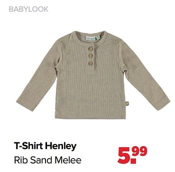 Aanbiedingen T-shirt henley rib sand melee - Baby look - Geldig van 31/01/2022 tot 26/02/2022 bij Baby-Dump