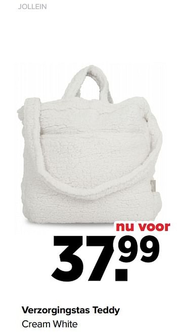 Aanbiedingen Verzorgingstas teddy cream white - Jollein - Geldig van 31/01/2022 tot 26/02/2022 bij Baby-Dump