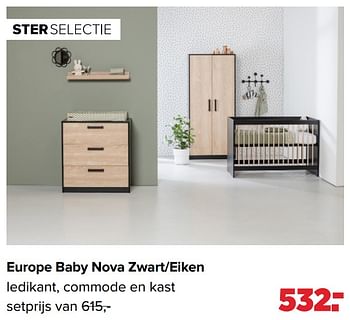 Aanbiedingen Europe baby nova zwart-eiken - Europe baby - Geldig van 31/01/2022 tot 26/02/2022 bij Baby-Dump