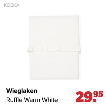 Aanbiedingen Wieglaken ruffle warm white - Koeka - Geldig van 31/01/2022 tot 26/02/2022 bij Baby-Dump