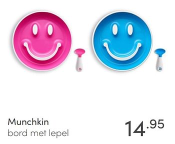 Aanbiedingen Munchkin bord met lepel - Munchkin - Geldig van 06/02/2022 tot 12/02/2022 bij Baby & Tiener Megastore