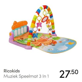 Aanbiedingen Ricokids muziek speelmat 3 in 1 - Ricokids - Geldig van 06/02/2022 tot 12/02/2022 bij Baby & Tiener Megastore