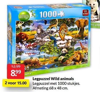 Aanbiedingen Legpuzzel wild animals - King - Geldig van 07/02/2022 tot 13/02/2022 bij Boekenvoordeel