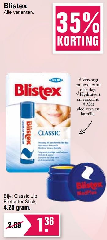 Aanbiedingen Classic lip protector stick - Blistex - Geldig van 02/02/2022 tot 19/02/2022 bij De Online Drogist