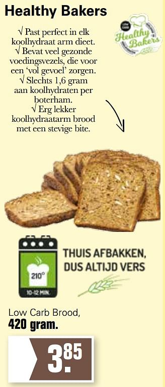 Aanbiedingen Low carb brood - Healthy Bakers - Geldig van 02/02/2022 tot 19/02/2022 bij De Online Drogist