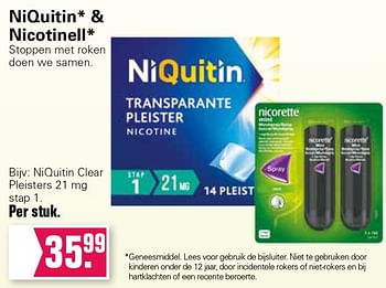 Aanbiedingen Niquitin clear pleisters - Niquitin - Geldig van 02/02/2022 tot 19/02/2022 bij De Online Drogist