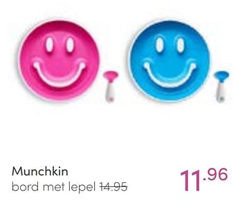 Aanbiedingen Munchkin bord met lepel - Munchkin - Geldig van 13/02/2022 tot 19/02/2022 bij Baby & Tiener Megastore
