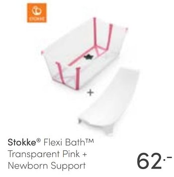 Aanbiedingen Stokke flexi bath transparent pink + newborn support - Stokke - Geldig van 13/02/2022 tot 19/02/2022 bij Baby & Tiener Megastore