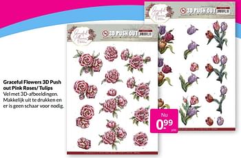 Aanbiedingen Graceful flowers 3d push out pink roses- tulips - Huismerk - Boekenvoordeel - Geldig van 12/02/2022 tot 19/02/2022 bij Boekenvoordeel