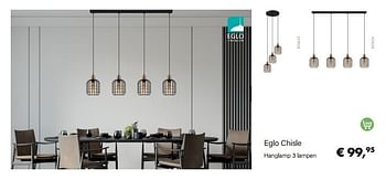 Aanbiedingen Eglo chisle hanglamp 3 lampen - Eglo - Geldig van 14/02/2022 tot 28/03/2022 bij Multi Bazar