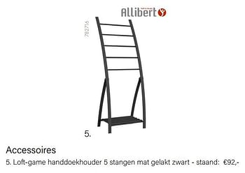 Aanbiedingen Loft-game handdoekhouder 5 stangen mat gelakt zwart - staand - Allibert - Geldig van 14/02/2022 tot 28/03/2022 bij Multi Bazar