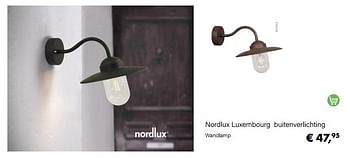 Aanbiedingen Nordlux luxembourg buitenverlichting wandlamp - nordlux - Geldig van 14/02/2022 tot 28/03/2022 bij Multi Bazar