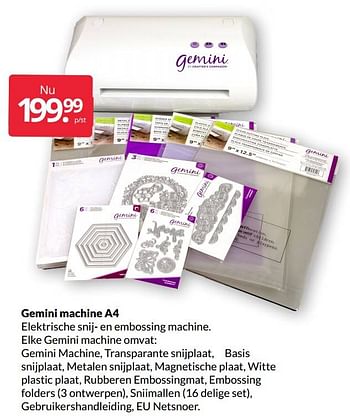 Aanbiedingen Gemini machine a4 - Gemini - Geldig van 19/02/2022 tot 27/02/2022 bij Boekenvoordeel