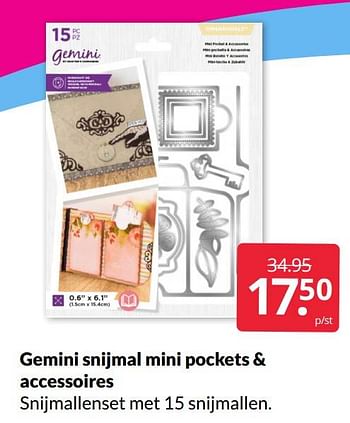 Aanbiedingen Gemini snijmal mini pockets + accessoires - Gemini - Geldig van 19/02/2022 tot 27/02/2022 bij Boekenvoordeel