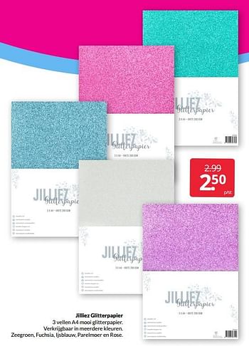 Aanbiedingen Jilliez glitterpapier - Huismerk - Boekenvoordeel - Geldig van 19/02/2022 tot 27/02/2022 bij Boekenvoordeel