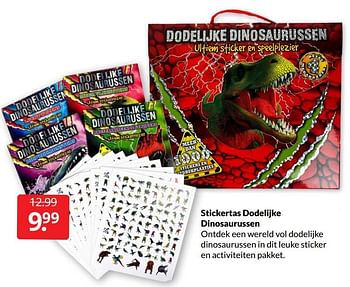 Aanbiedingen Stickertas dodelijke dinosaurussen - Huismerk - Boekenvoordeel - Geldig van 19/02/2022 tot 27/02/2022 bij Boekenvoordeel