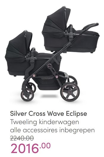 Aanbiedingen Silver cross wave eclipse tweeling kinderwagen alle accessoires inbegrepen - Silver Cross - Geldig van 20/02/2022 tot 26/02/2022 bij Baby & Tiener Megastore