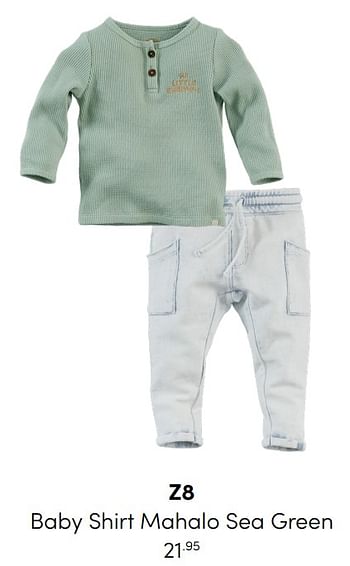 Aanbiedingen Z8 baby shirt mahalo sea green - Z8 - Geldig van 20/02/2022 tot 26/02/2022 bij Baby & Tiener Megastore