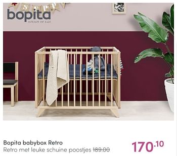 Aanbiedingen Bopita babybox retro retro met leuke schuine poostjes - Bopita - Geldig van 20/02/2022 tot 26/02/2022 bij Baby & Tiener Megastore
